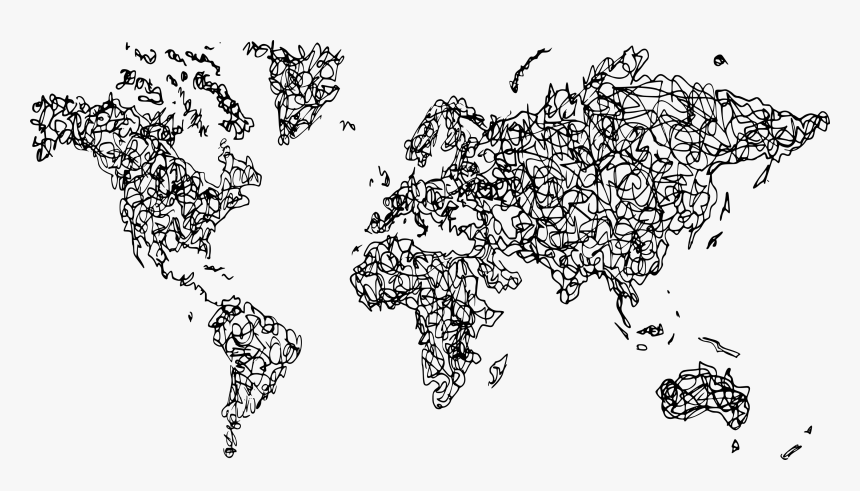 World Map Scrible Doodle Drawing 1 - Tower Of Babel World Map, HD Png Download