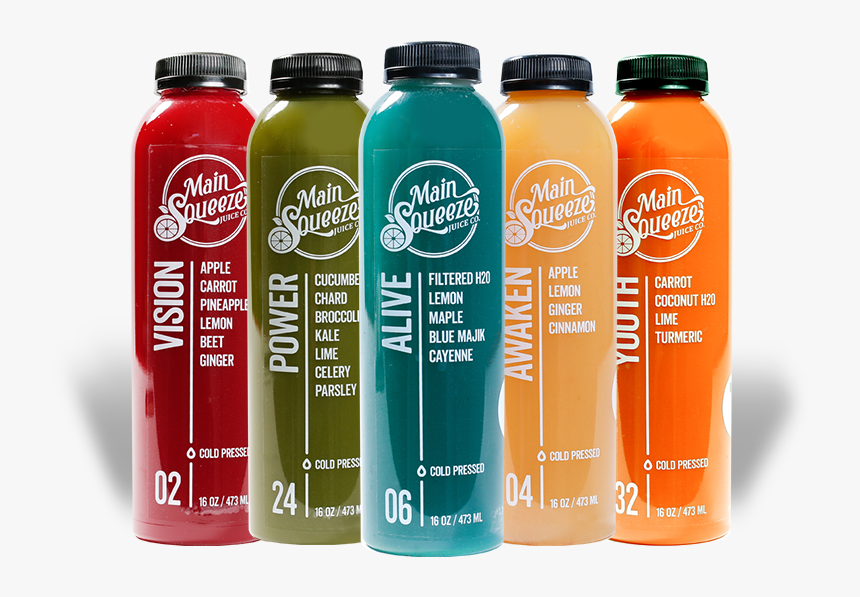 Types Of Main Squeeze Juices Offered By Main Squeeze - Juice, HD Png Download