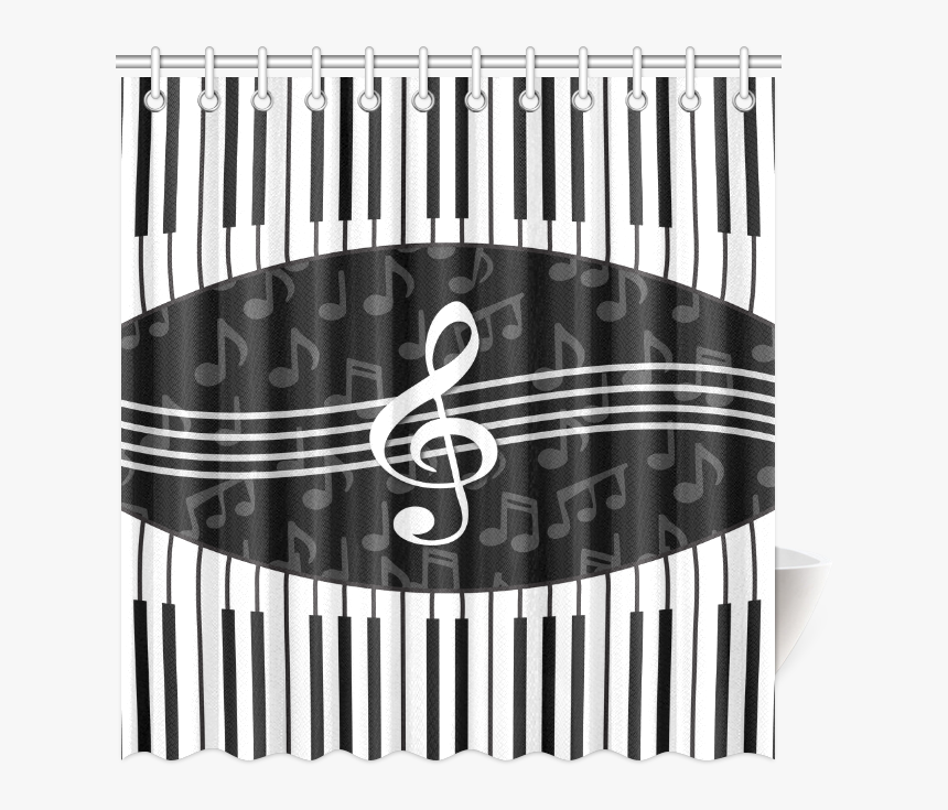 Stylish Music Piano Keys And Treble Clef Shower Curtain - Piano Png Round, Transparent Png