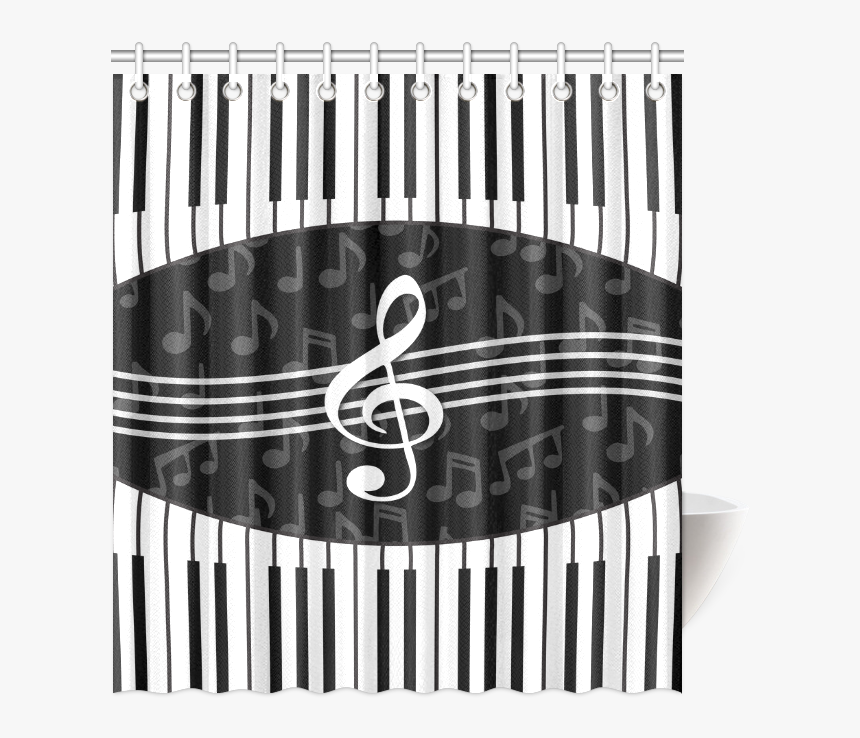 Stylish Music Piano Keys And Treble Clef Shower Curtain - Piano Png Round, Transparent Png