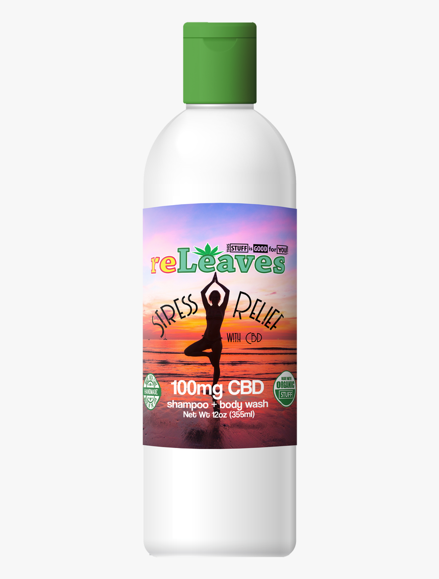 12oz Releaves 100mg Cbd Stress Relief Shampoo Body - Bottle, HD Png Download