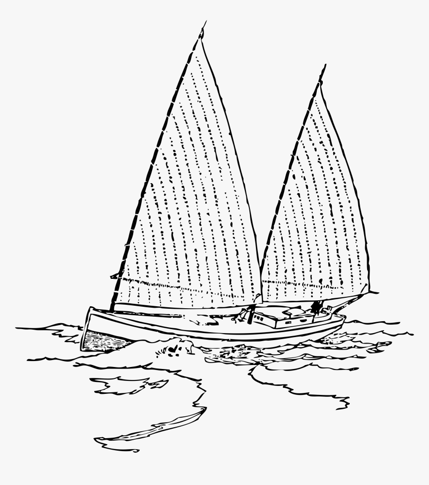 Drawing Sailboats Boat Line Transparent Png Clipart - Drawing Of Sailing Boats, Png Download