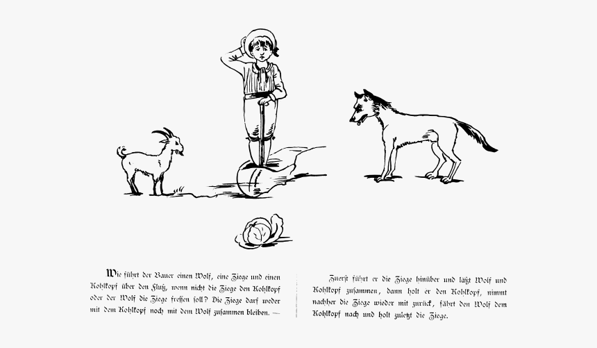 Vector Illustration Of Young Boy Between Goat And Wolf - Cartoon, HD Png Download