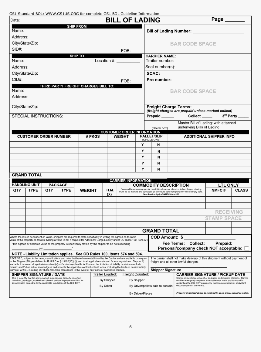 Plantilla Imagen Principal - Bill Of Lading Form, HD Png Download