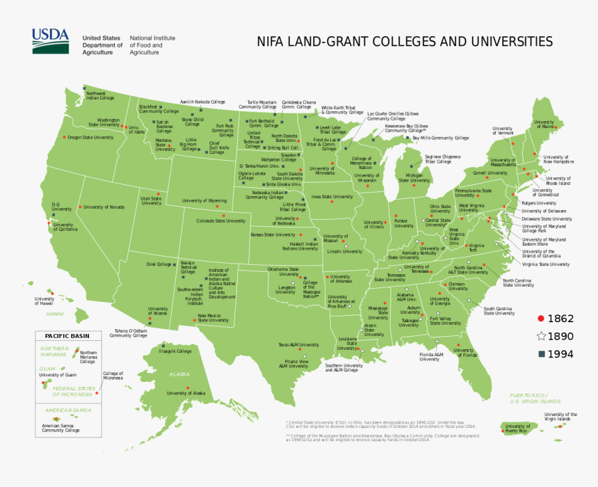 Land Grant Colleges Map, HD Png Download