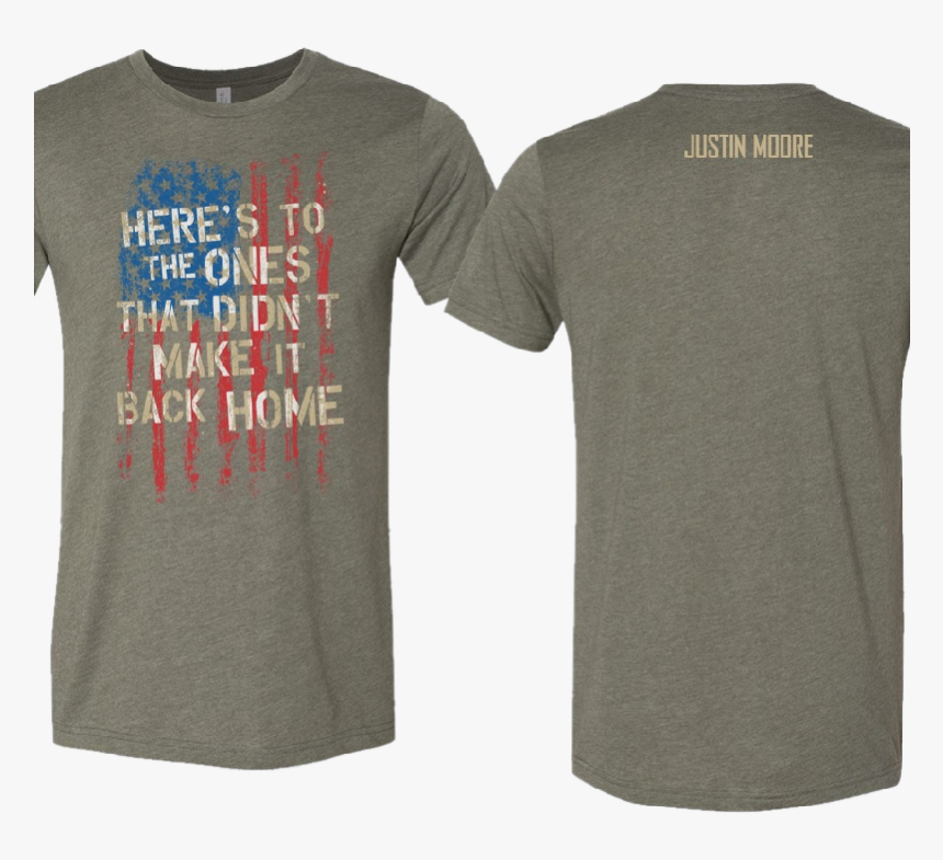 Justin Moore Heather Military Green Tee Here S To The - Active Shirt, HD Png Download