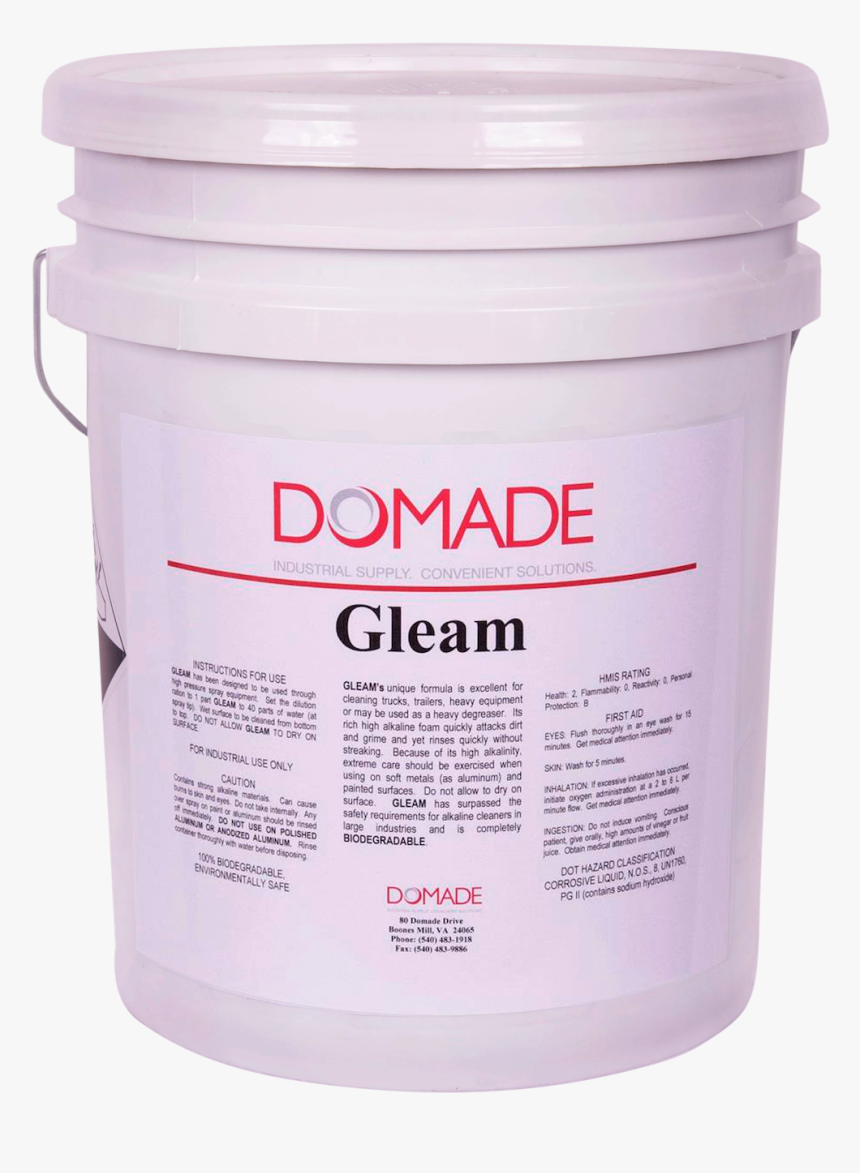 Domade Gleam, Hd Alkaline Cleaner/degreaser, 6-gal - Plastic, HD Png Download