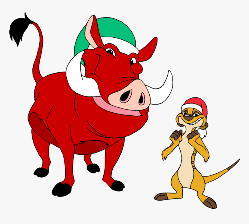 Timon And Pumbaa Celebrating Christmas - Timon Lion King Christmas, HD Png Download