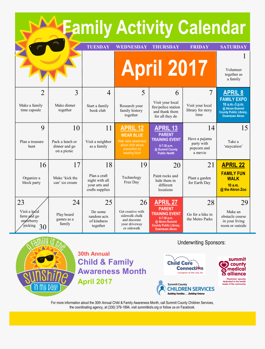 Activity Calendar Template 2017 With Activity Calendar - Graphic Design, HD Png Download