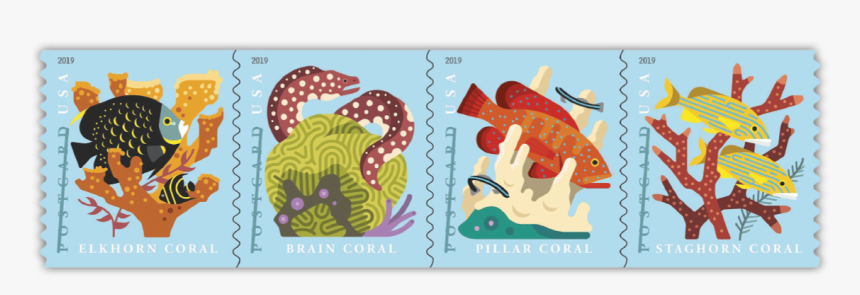Coral Reef Postcard Stamps, HD Png Download