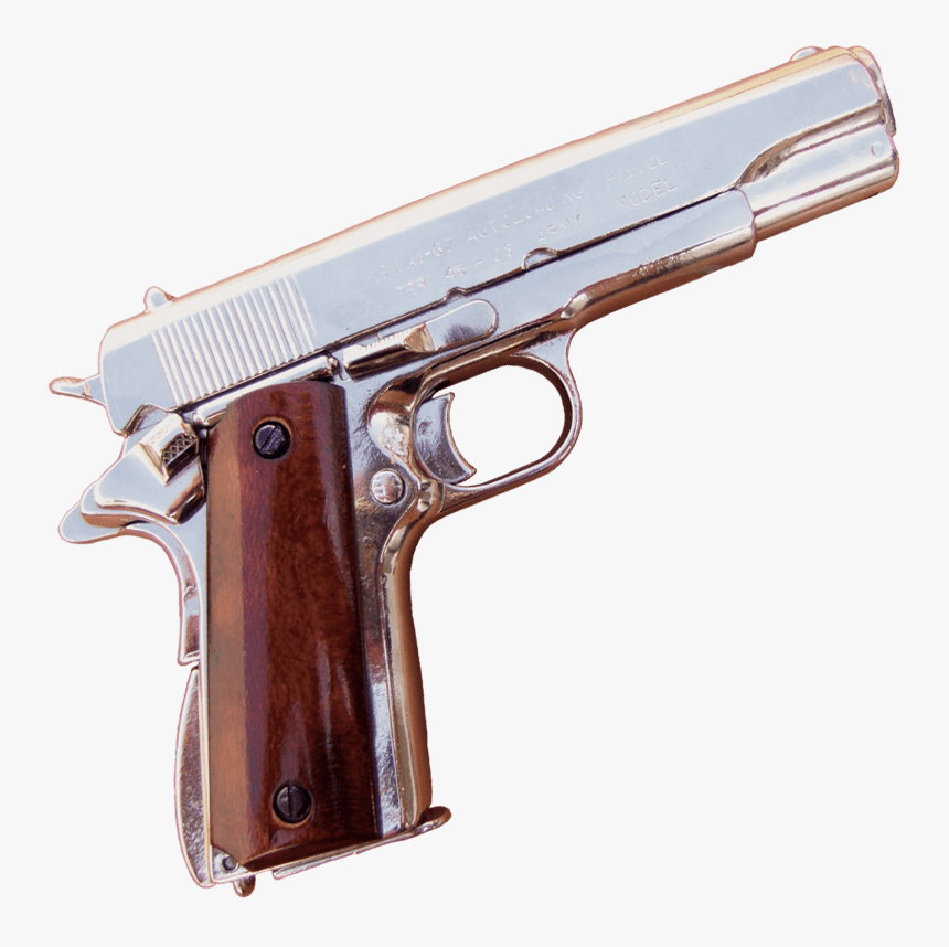 45 Caliber Automatic Pistol Nickel Finish - M1911 .45, HD Png Download