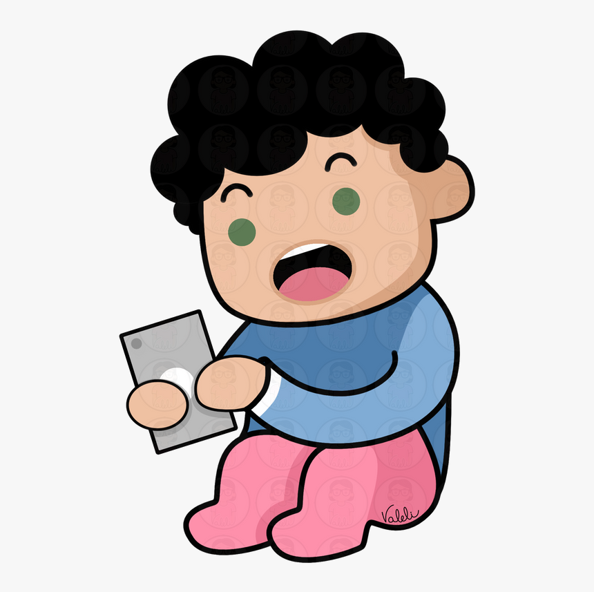 Niñitocr - Boy Checking His Phone Cartoon, HD Png Download