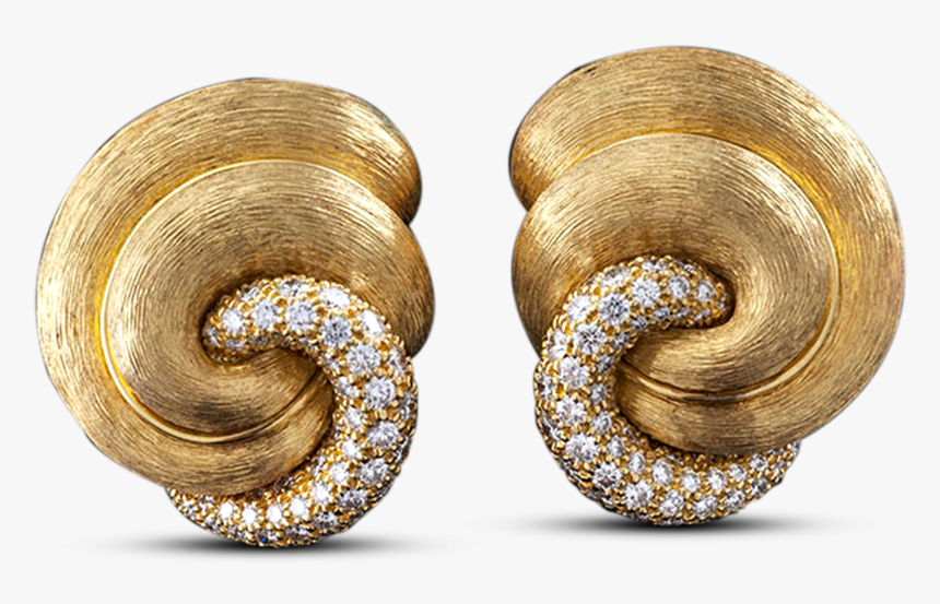 Gold And Diamond Swirl Earrings By Henry Dunay - Earrings, HD Png Download