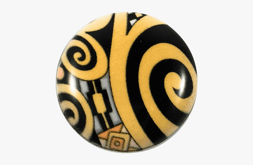 Painted Enamel Black Gold Swirl 20mm 3/4 - Circle, HD Png Download
