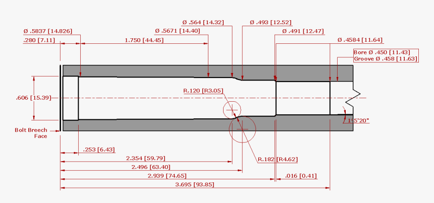 File - Saami-460wbymagchamber03 - 50 Bmg Chamber Dimensions, HD Png Download