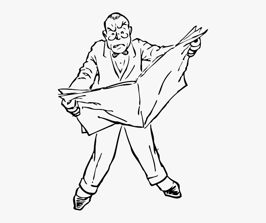 Black, Mad, People, Man, Angry, Reading, White, Cartoon - Angry People Clipart Black And White, HD Png Download