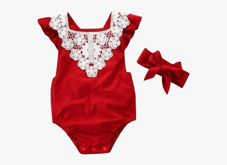 Petite Bello Playsuit 0-6 Months Christmas Red Lace - Yt Couple Baby Girl's Two Pieces Sleeveless Backless, HD Png Download