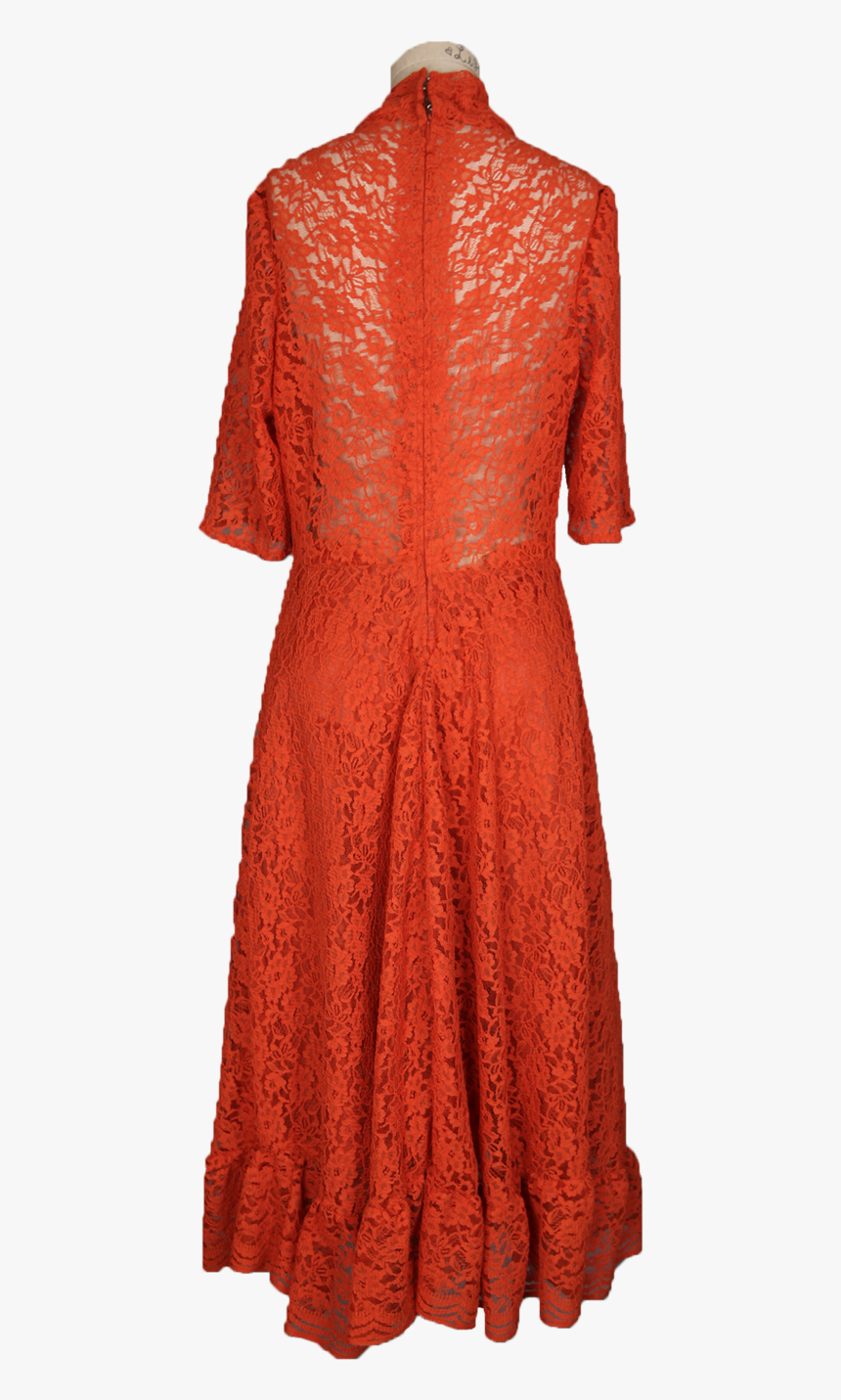 Orange Lace Dress Back - Day Dress, HD Png Download