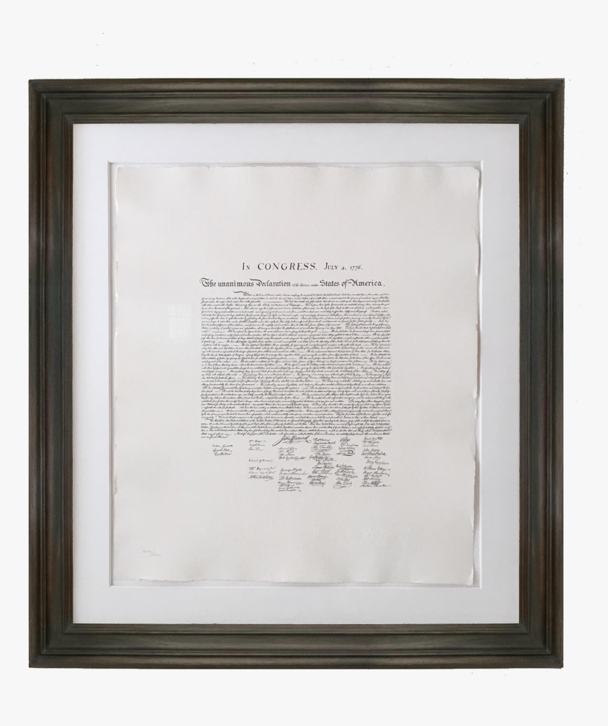 Framed Declaration Of Independence Hand Engraved Printed - Declaration Of Independence, HD Png Download