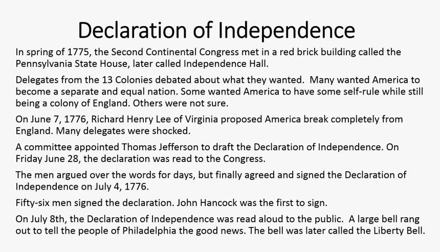 Declaration Of Independence, HD Png Download