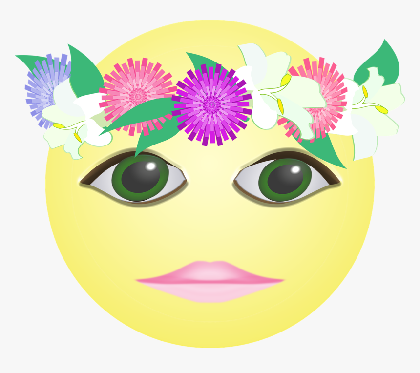 Graphic, Smiley, Crown, Flowers, Flower Crown, Emoticon, - มงกุฎ ดอกไม้ เวก เตอร์, HD Png Download