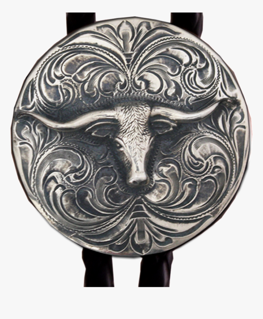 Hand Engraved Sterling Silver Bolo Tie With Longhorn - Carving, HD Png Download