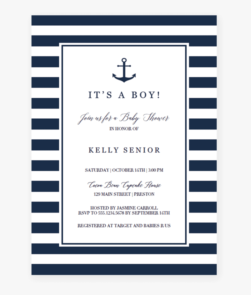 Boy Nautical Baby Shower Invitations, HD Png Download