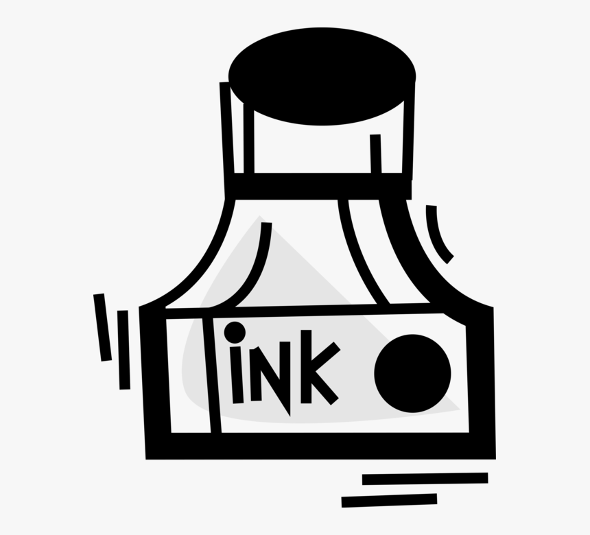 Vector Illustration Of Ink Well For Fountain Pen Writing, HD Png Download