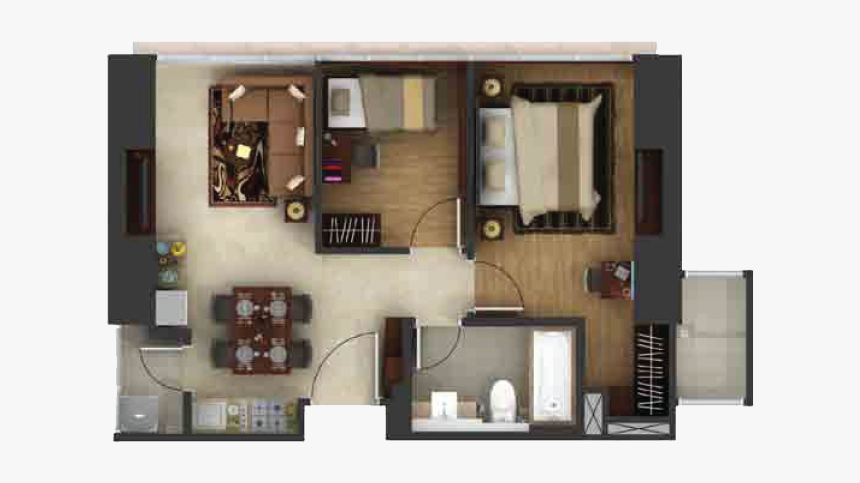 Bedroom Plan With Wardrobe, HD Png Download