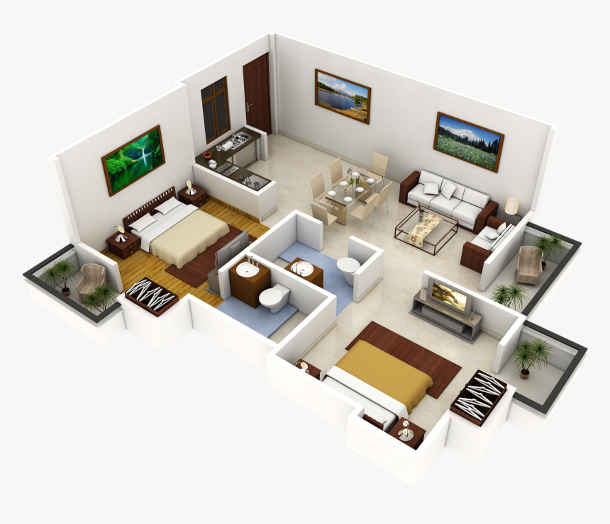3d Plan Interior Design, HD Png Download