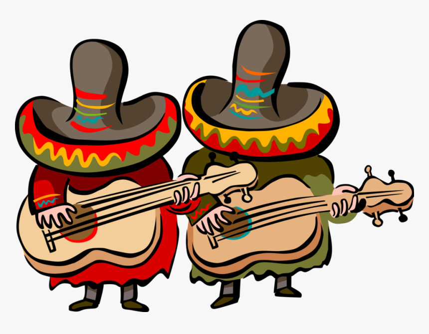Vector Illustration Of Mexican Musicians With Sombreros - Mexican Music Clipart, HD Png Download