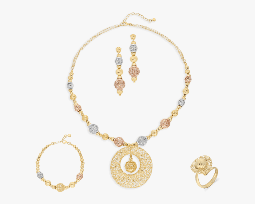 Colorful Filigree Orb Set, Tricolor Gold - Necklace, HD Png Download