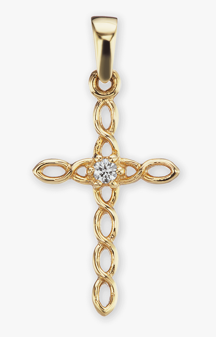 14k Gold Filigree Cross Pendant With Diamond - Roberto Coin Cross Necklace, HD Png Download