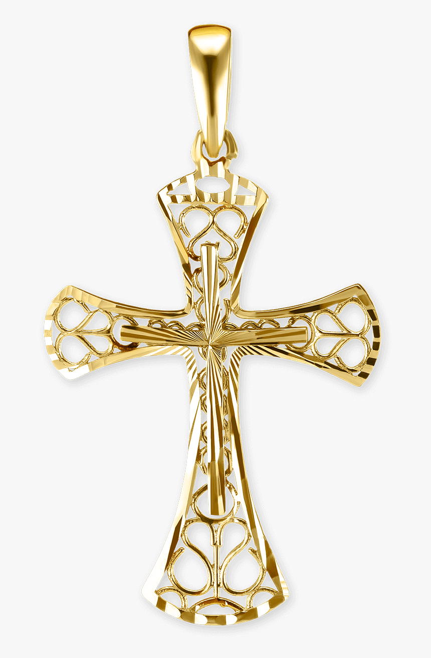 14k Gold Filigree Cross Pendant - Zales Gold Diamond Cross, HD Png Download