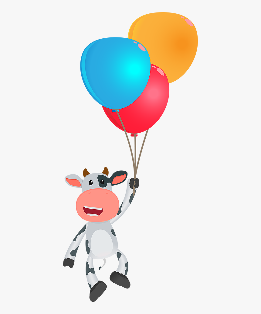 Cow Holding A Balloon, HD Png Download