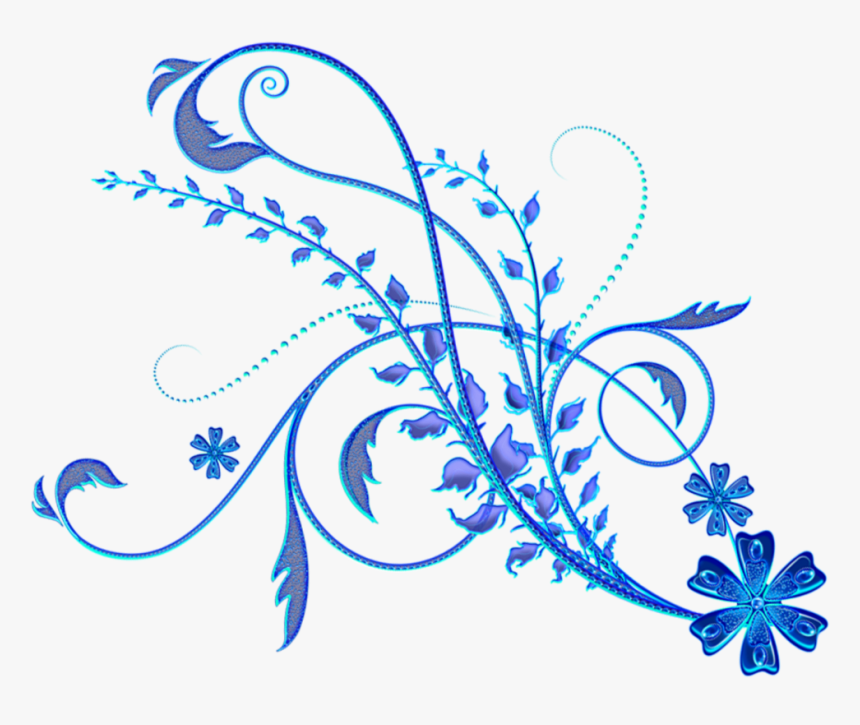 #ftestickers #florals #decorative #corner #border #blue - Blue Floral Ornament Png, Transparent Png