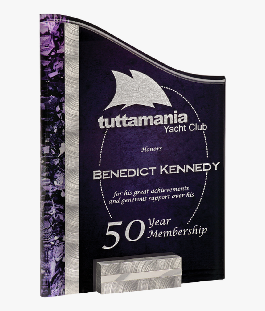 Silver & Purple Sunray Acrylic Award With Base - Engraving, HD Png Download