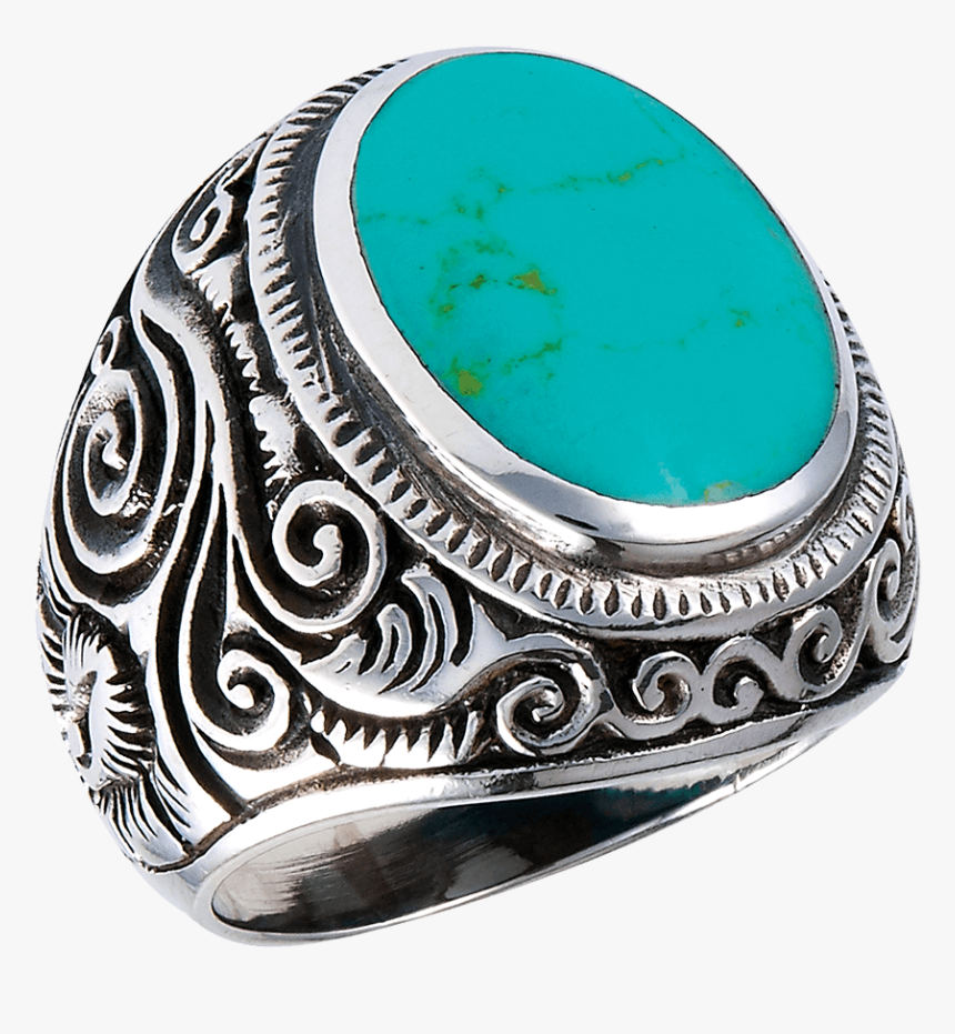 Swirled Scrollwork Turquoise Ring - Titanium Ring, HD Png Download