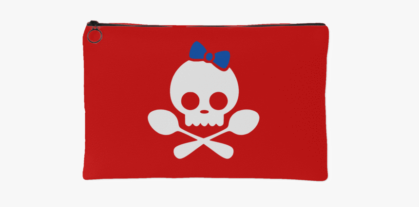Spoonie Skull Blue Bow Accessory Pouch Red - Illustration, HD Png Download