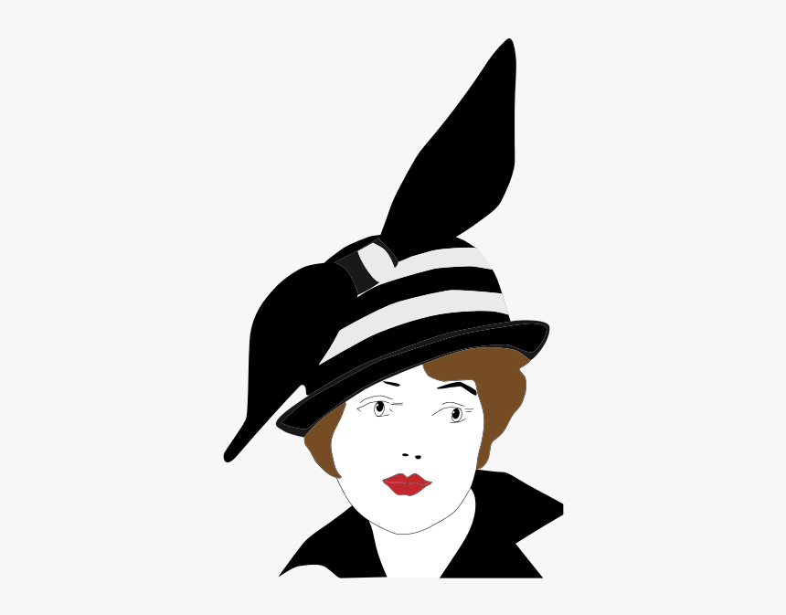 Vintage 1920s Woman - Black And White Vintage Women Hat, HD Png Download