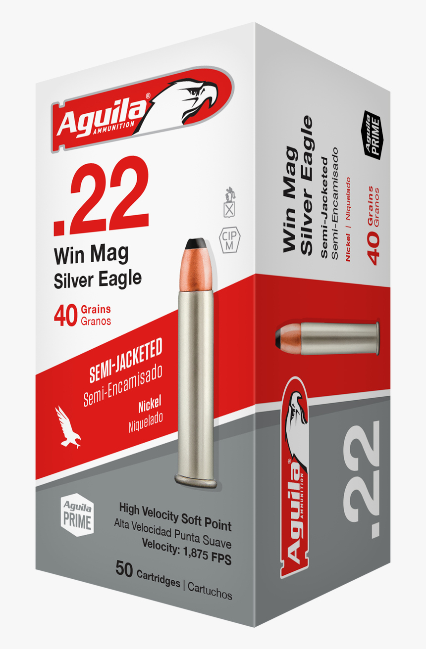 Aguila 22 Winchester Magnum Ammunition Silver Eagle - Aguila 22 Magnum Ammo, HD Png Download