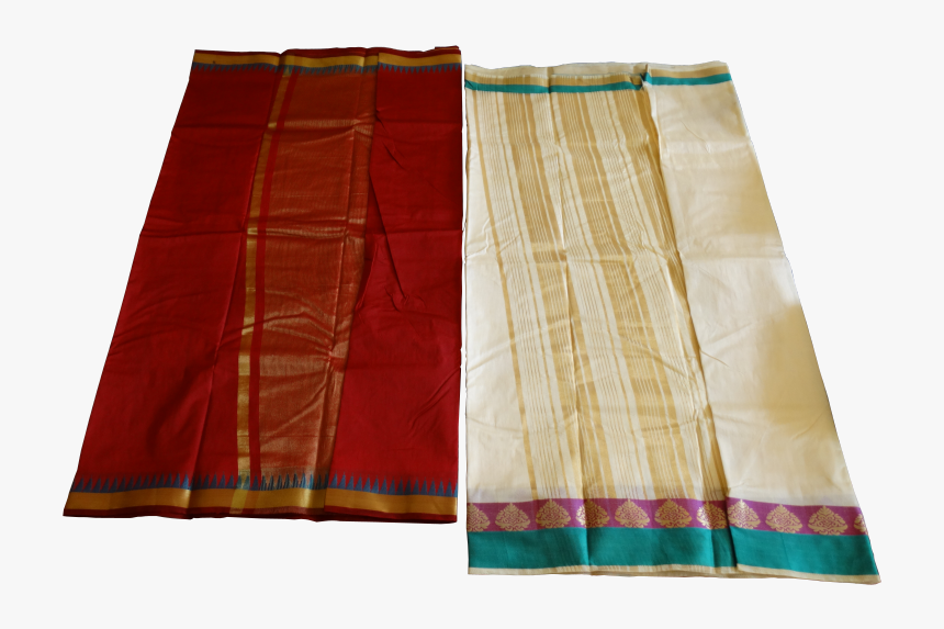 Raw Silk Saree With Contrast Blouse - Stitch, HD Png Download
