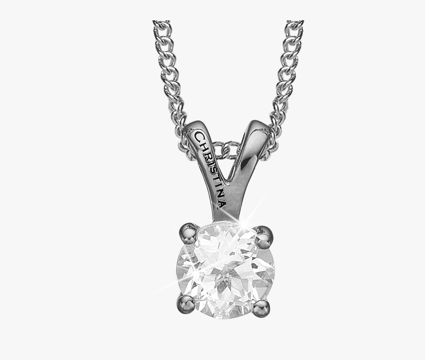 Crystal, Pendant With Big Stone And 40 15cm Necklace - Christina Jewelry Topas Rhodineret Sølv Vedhæng Kæde, HD Png Download