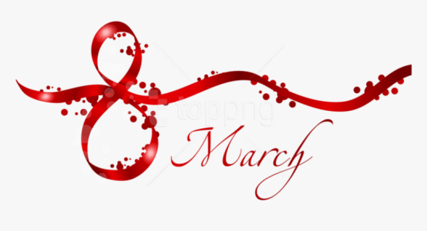 Free Png Download 8 March Red Text Decor Png Images - 8 March Women Day, Transparent Png