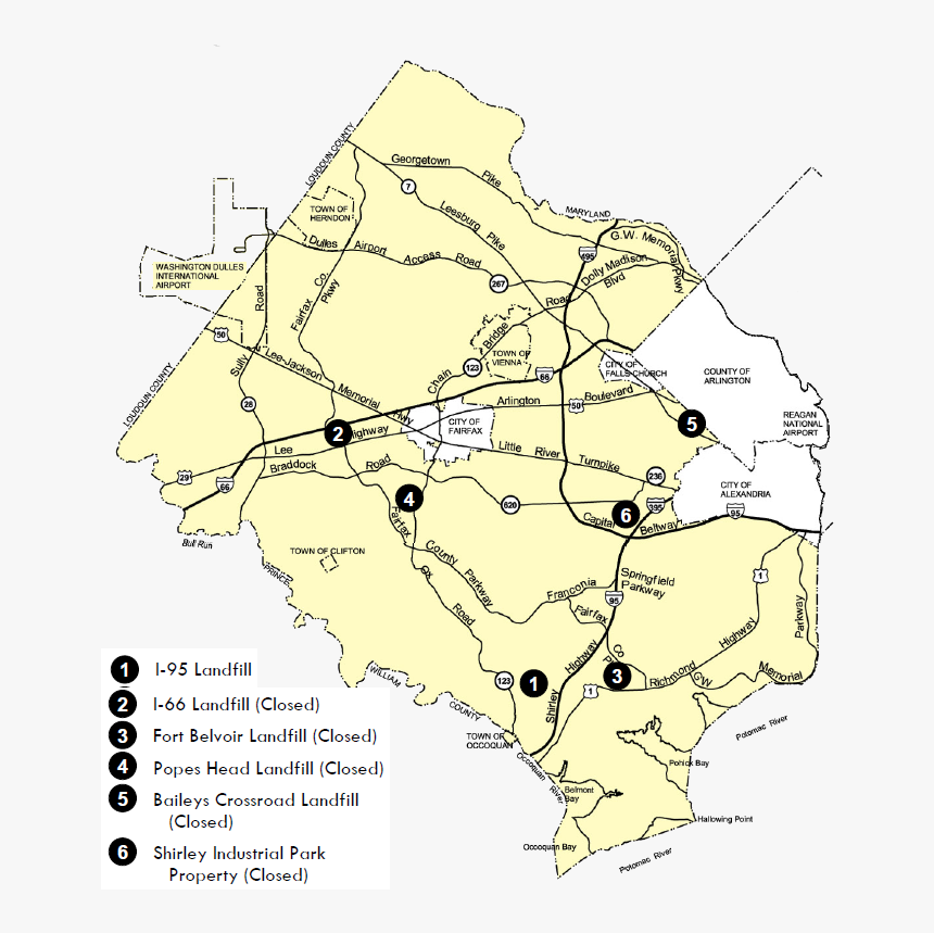 Fairfax County Has Closed All Municipal Solid Waste - Fairfax County Map, HD Png Download