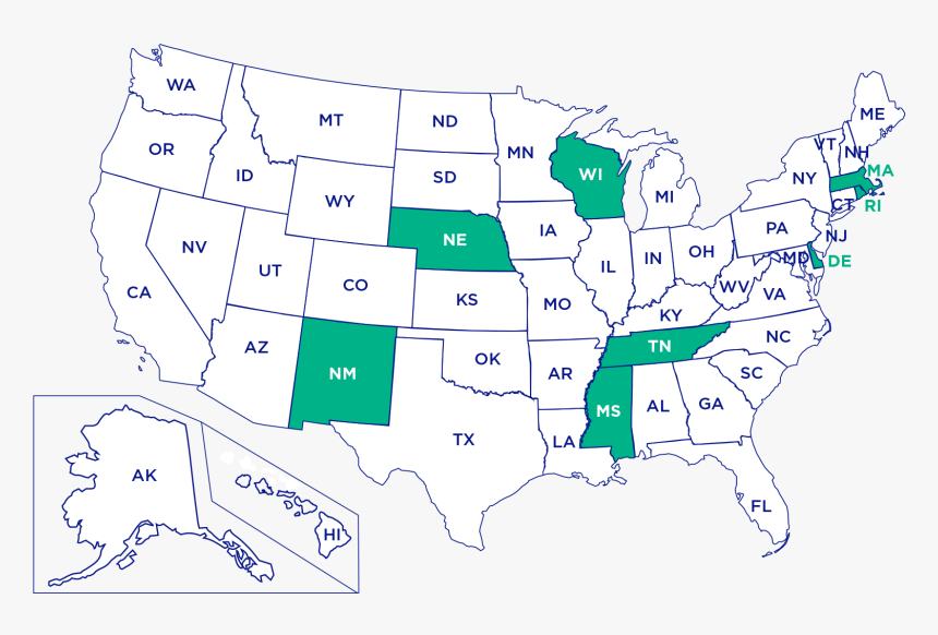 50 States In White, HD Png Download
