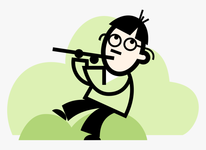 Vector Illustration Of Musician Plays Flute Musical - Person In Deep Thought, HD Png Download