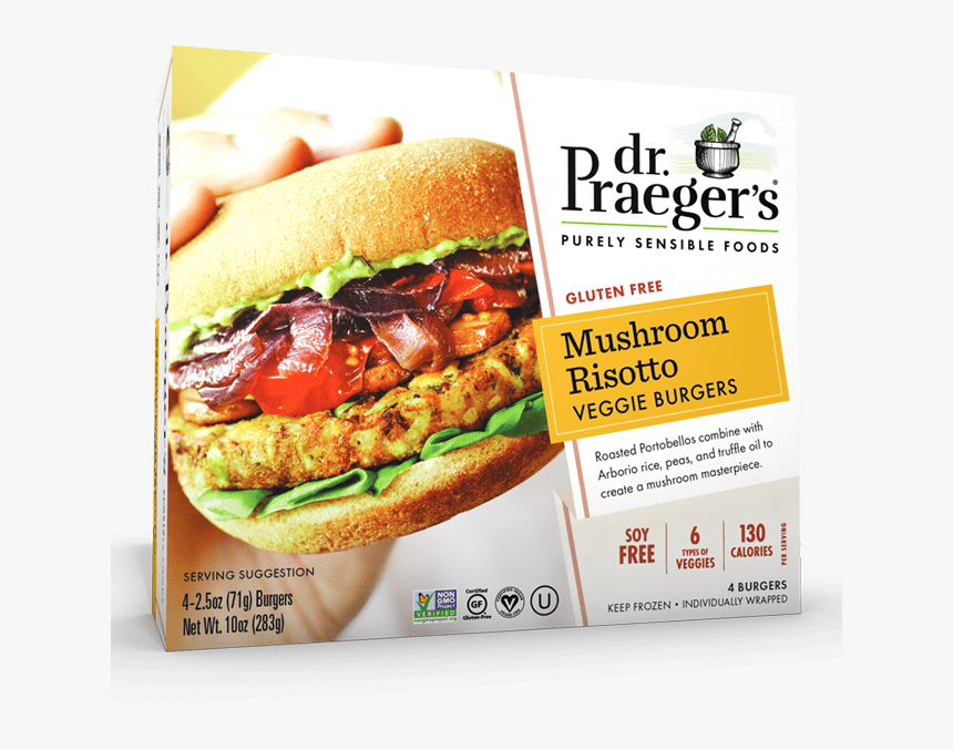 Praeger S Mushroom Risotto Veggie Burgers Package - Dr Praeger's Black Bean Quinoa Burger, HD Png Download