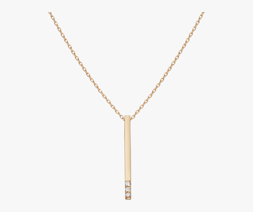 Short Gold Bar Drop Necklace With Diamonds - Vertical Gold Bar Necklace With 3 Diamonds, HD Png Download