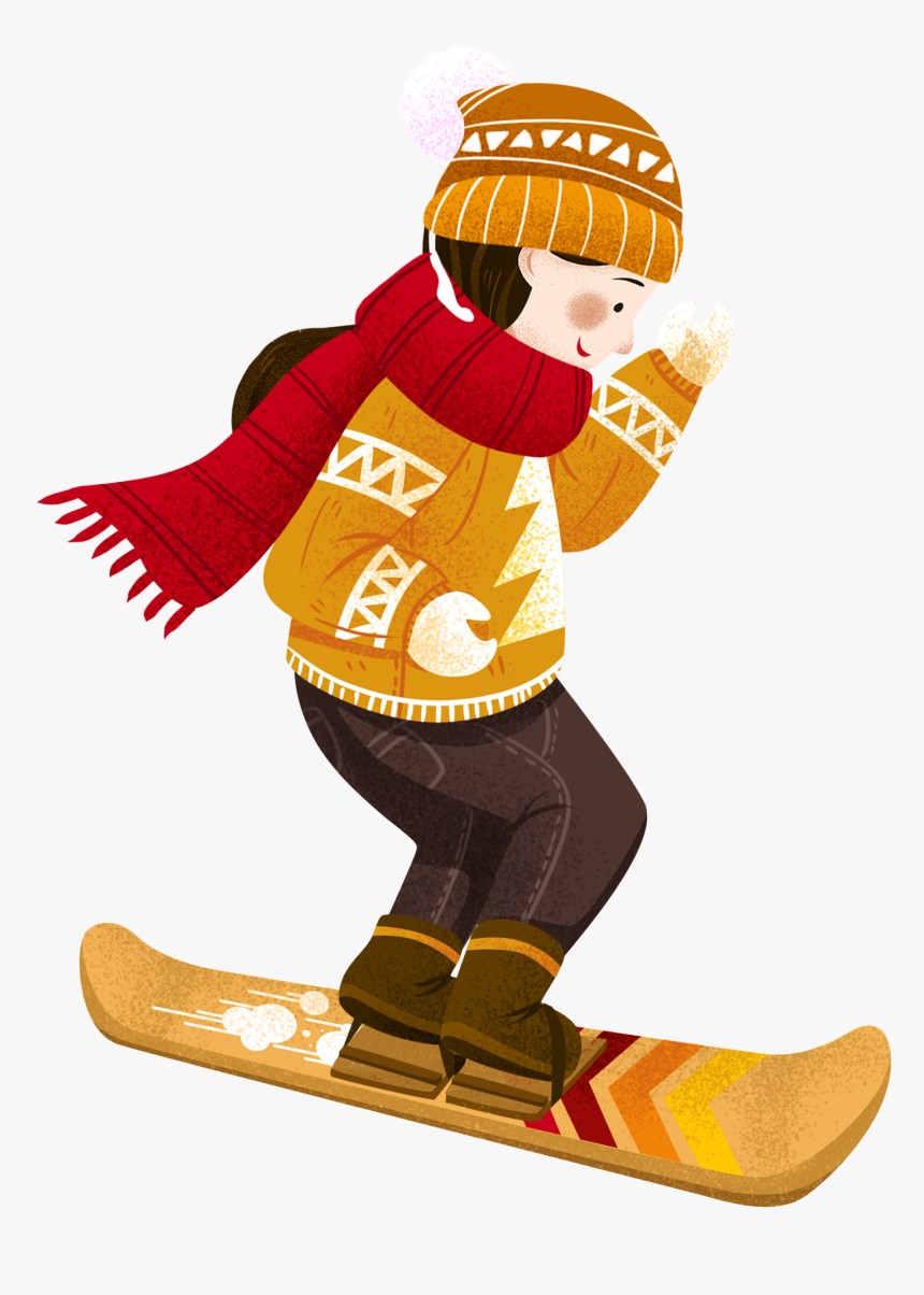 Hand Drawn Cartoon Winter Girl Png And Psd - Illustration, Transparent Png